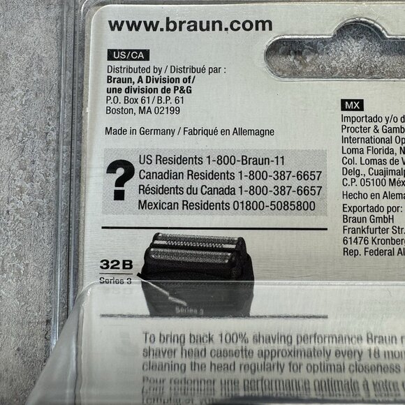 Braun Series 3 32B Replacement Shaver Razor Head Foil Cutter Cassette New - Picture 4 of 4